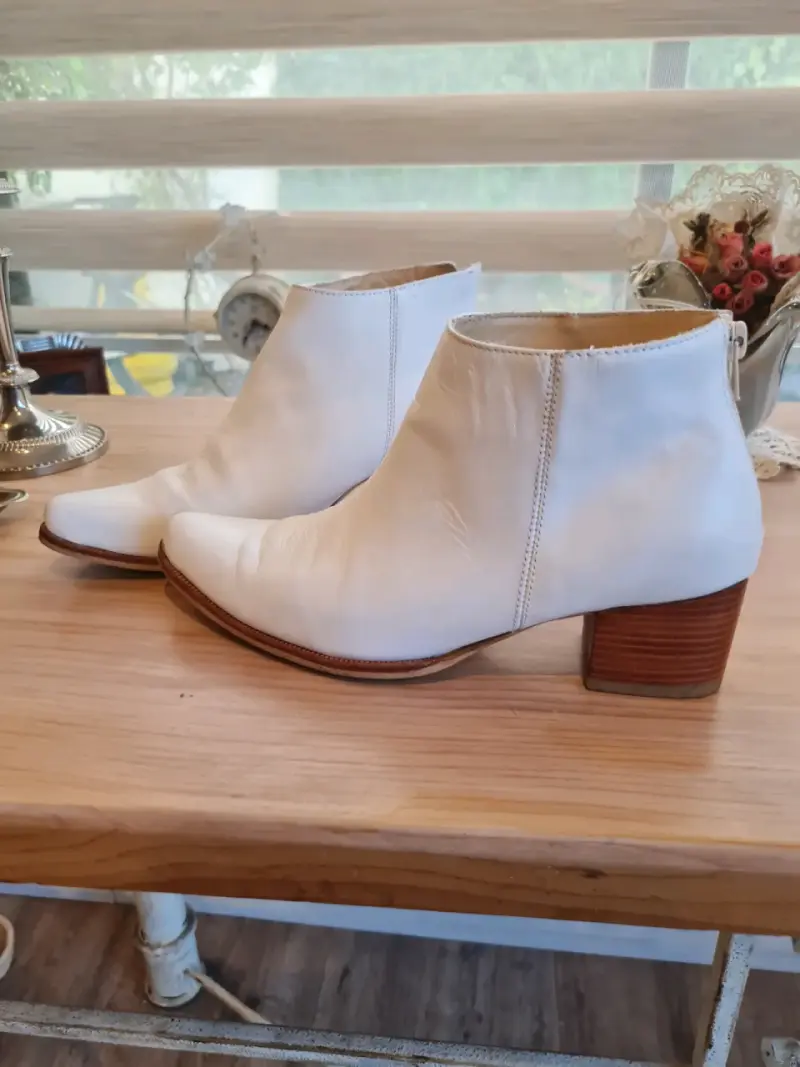 Botines blancos de cuero - 5