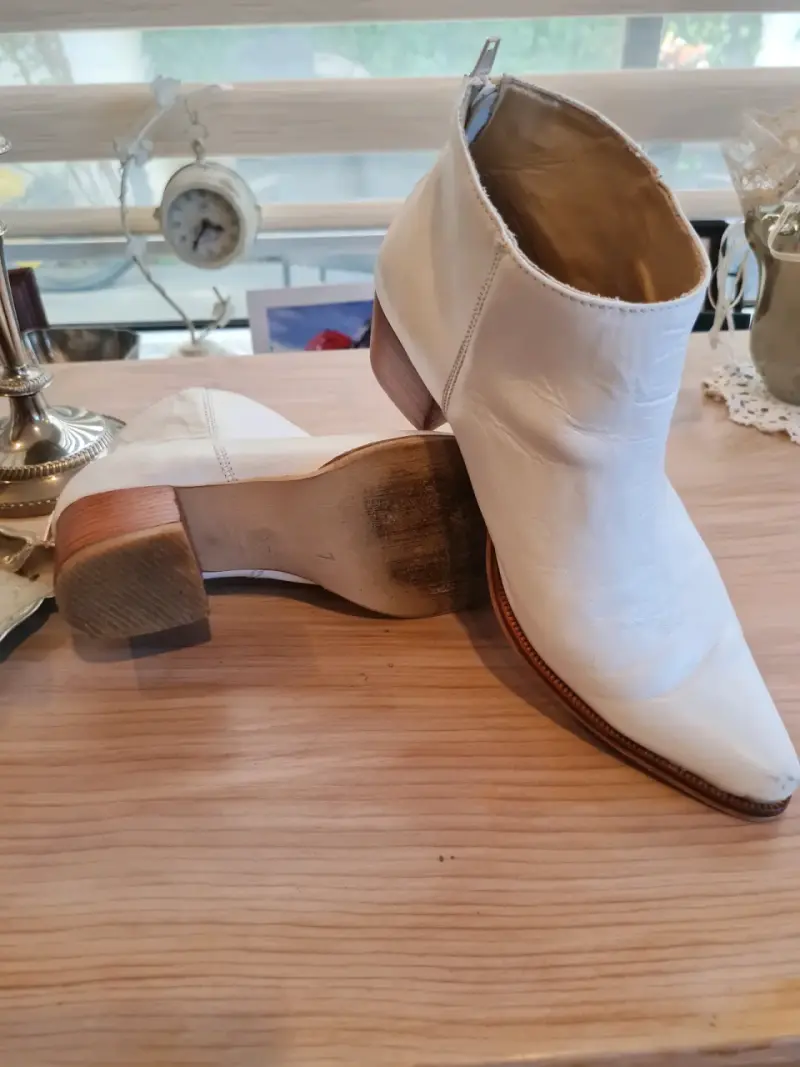 Botines blancos de cuero - 6