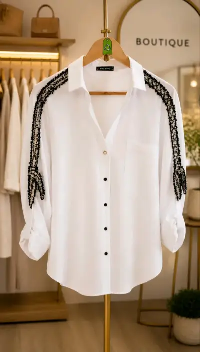 Blusa blanca elegante - miniatura 4