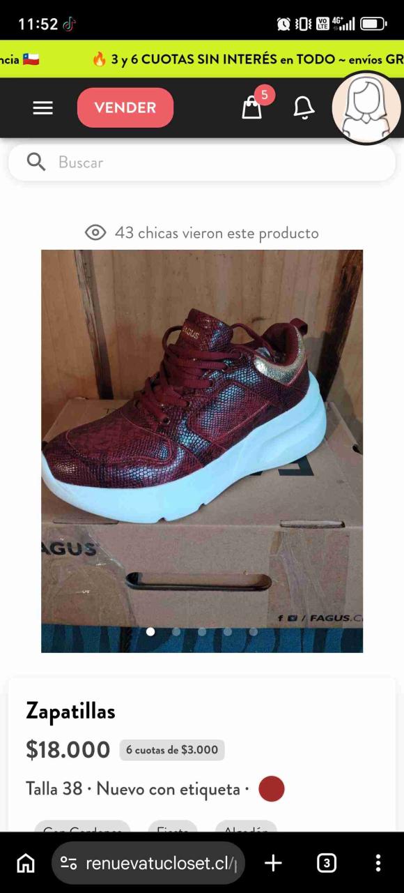 Zapatillas burdeos nuevas fagus