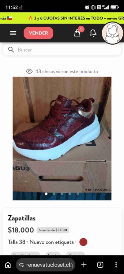 Zapatillas burdeos nuevas fagus - miniatura 1