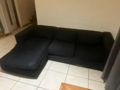 Sofá negro modular en L - miniatura 2