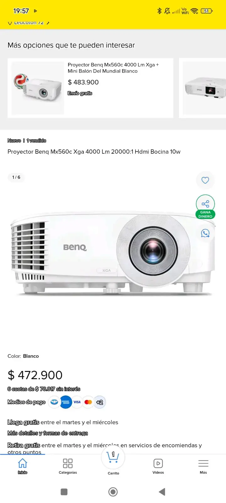 Proyector BenQ blanco - 6