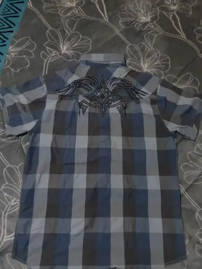 Camisa a cuadros azul y gris route 66 - miniatura 2