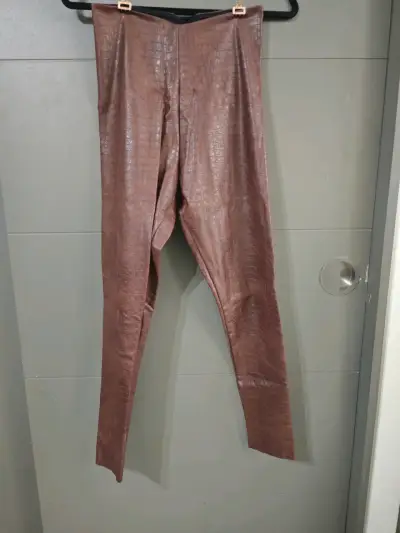 Leggings marrones tipo cuero - miniatura 1