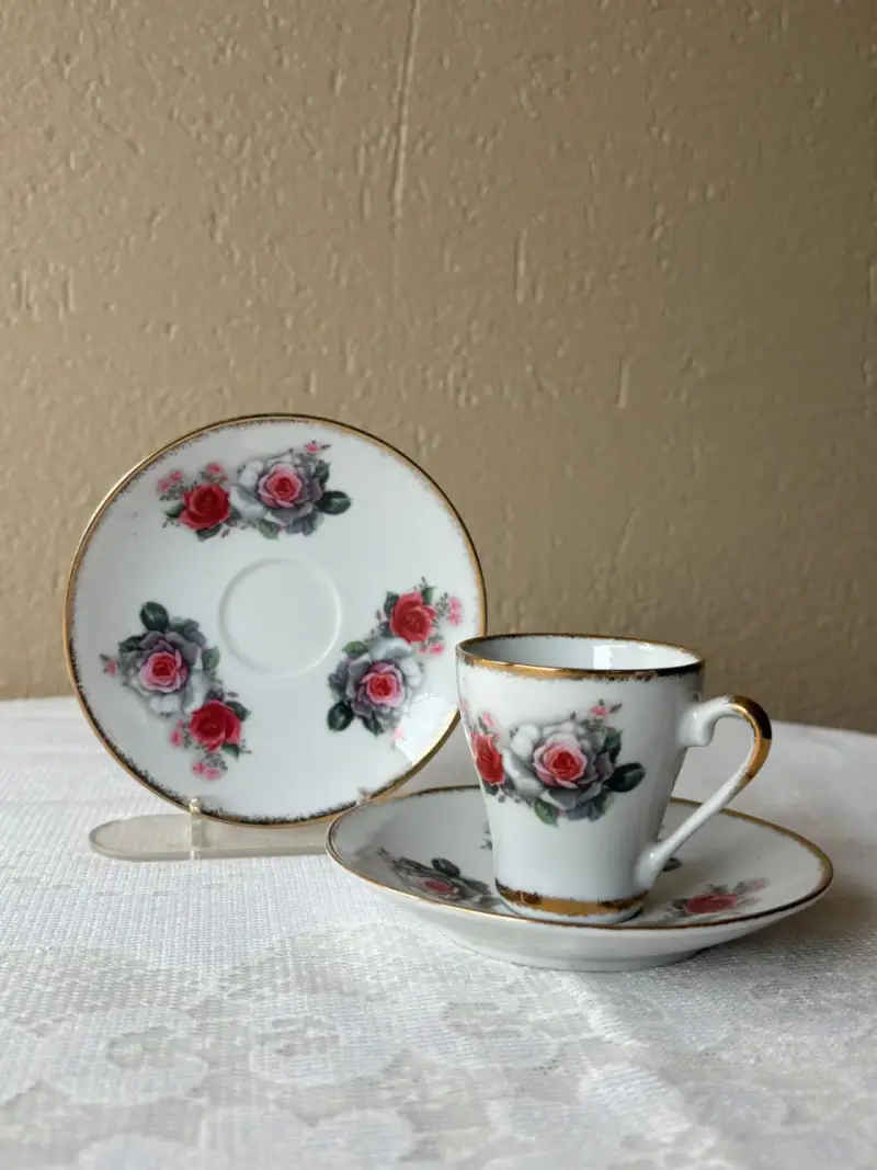 Juego de tazas con flores - 3