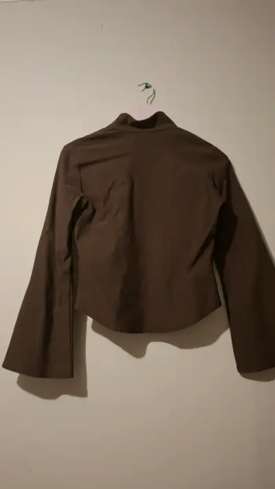 Chaqueta marrón con bordado floral S-M - miniatura 2