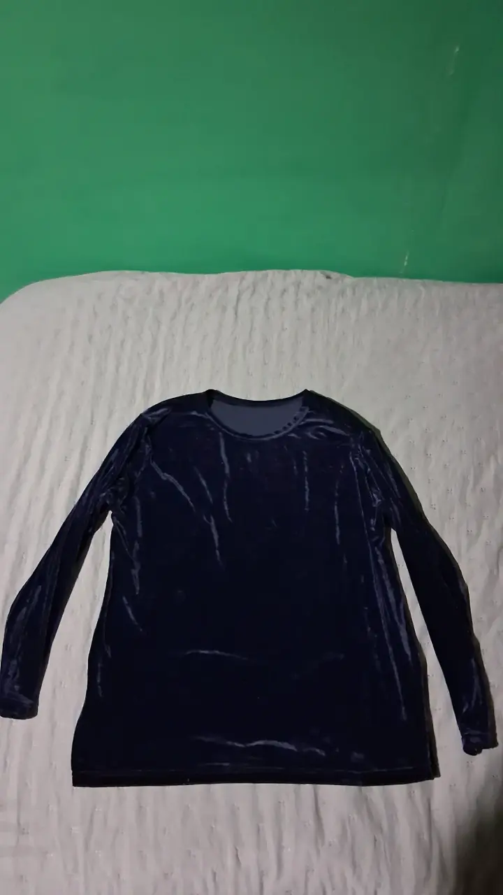 Polera manga larga terciopelo azul
