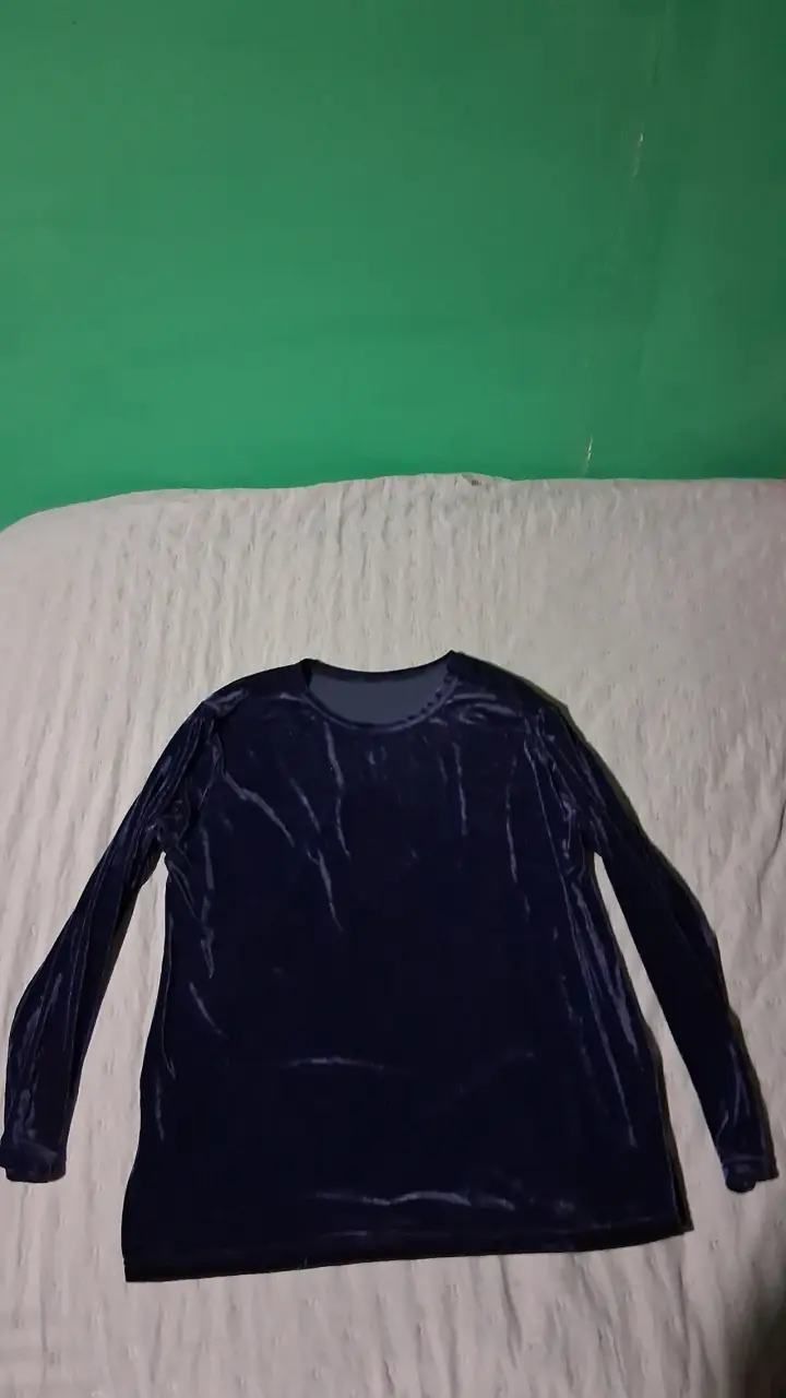 Polera manga larga terciopelo azul - 2