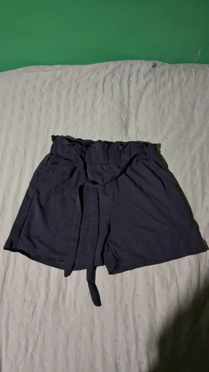 Shorts azul oscuro con lazo - 2