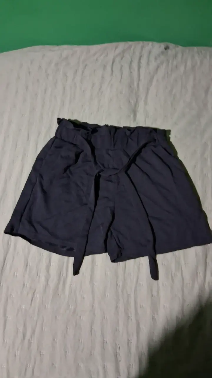 Shorts azul oscuro con lazo - 3