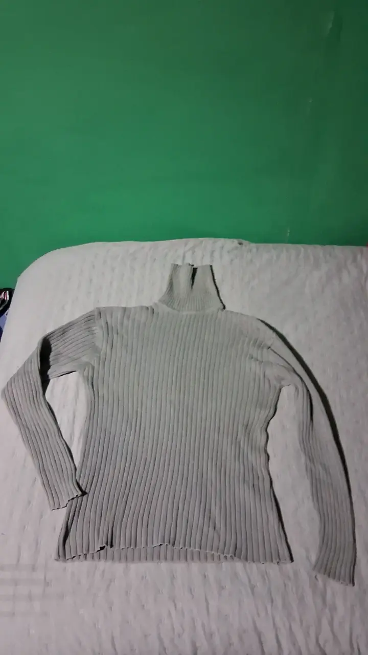 Suéter de punto cuello alto gris - 2