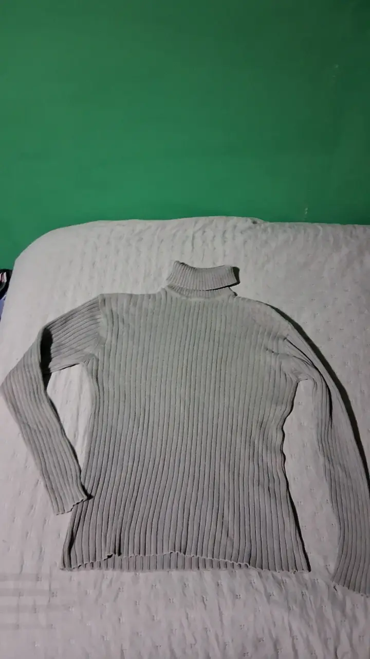 Suéter de punto cuello alto gris - 3