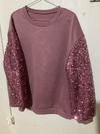 Polerón rosa con mangas de lentejuelas - miniatura 2