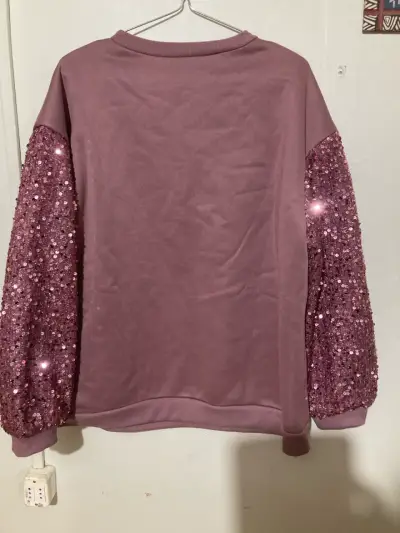 Polerón rosa con mangas de lentejuelas - miniatura 3