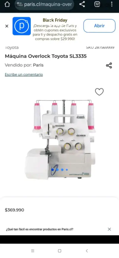 Máquina Overlock Toyota SL3335 - miniatura 1