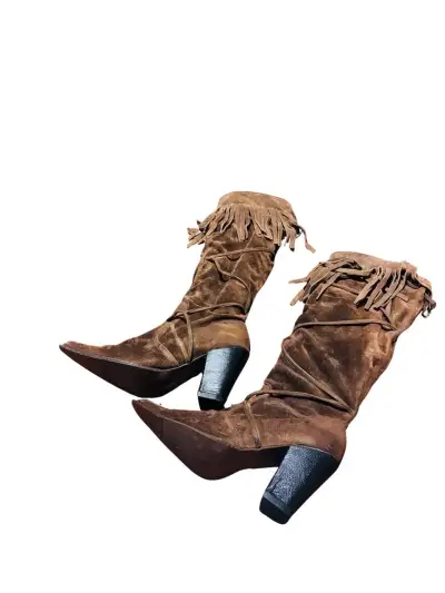 Botas marrones con flecos - miniatura 2