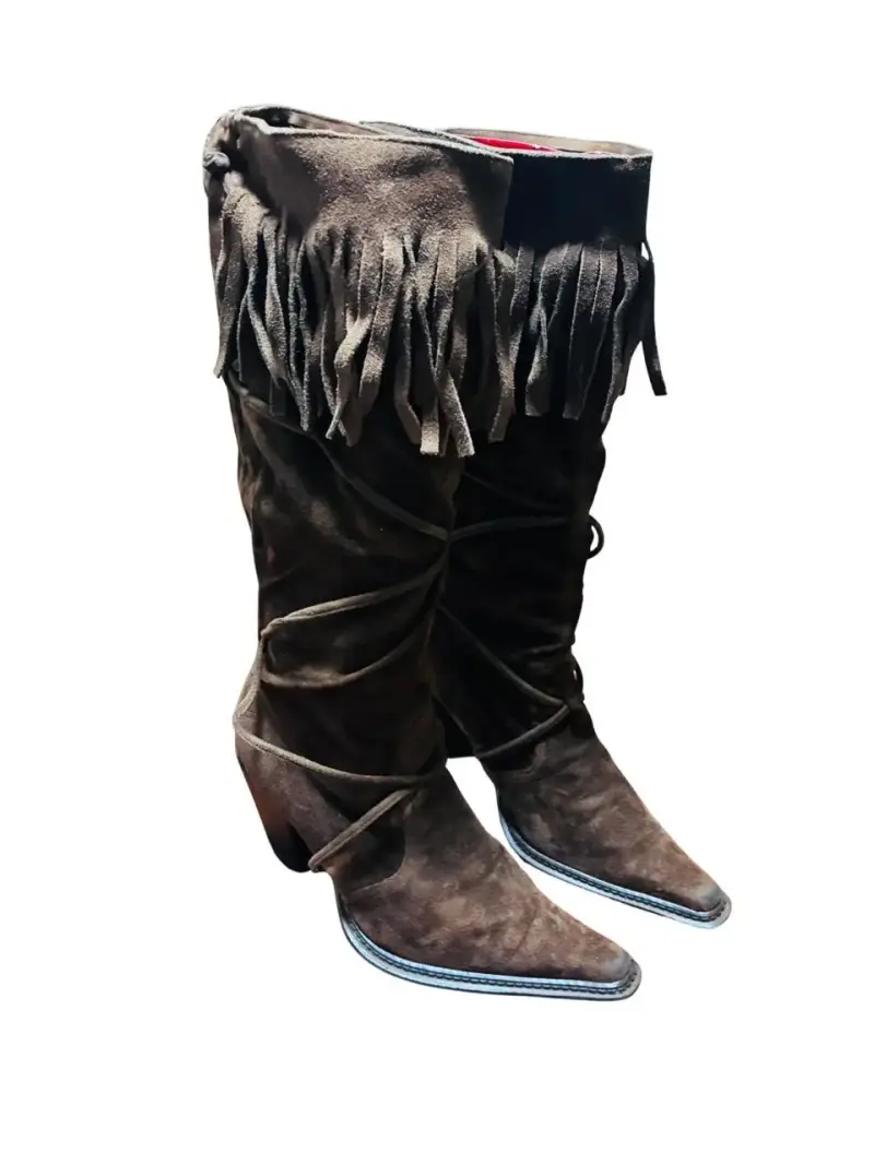 Botas marrones con flecos - 4
