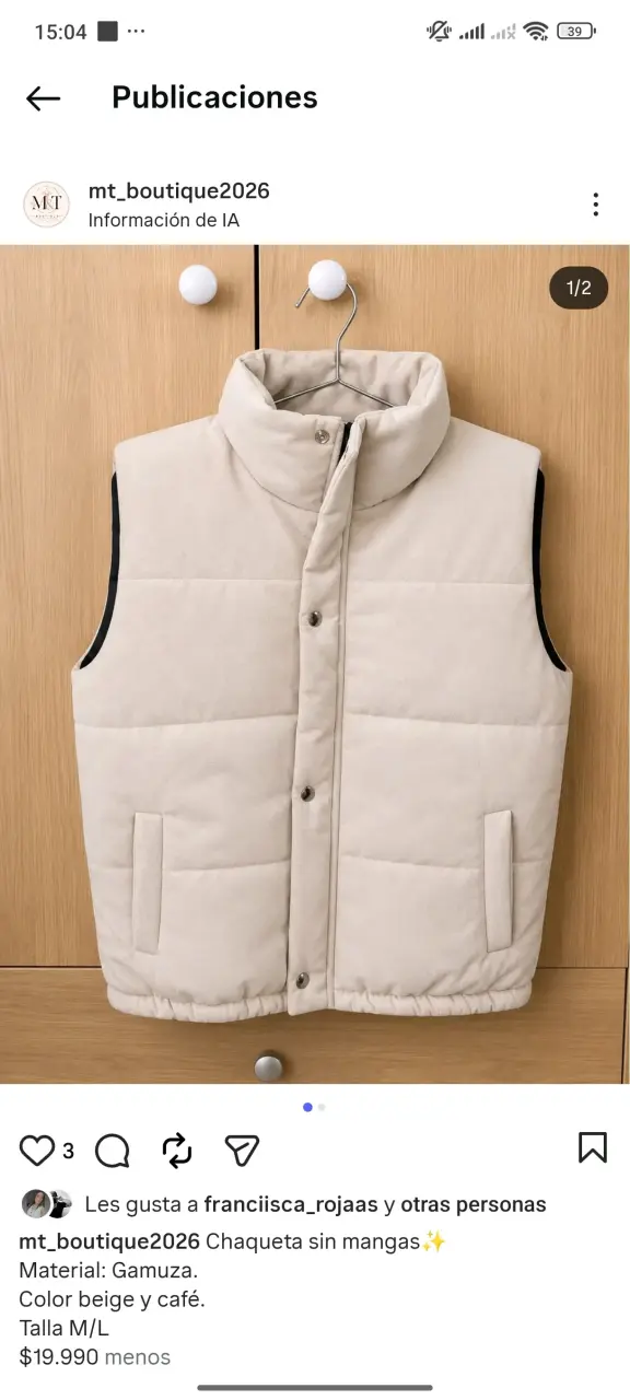 Chaleco beige sin mangas