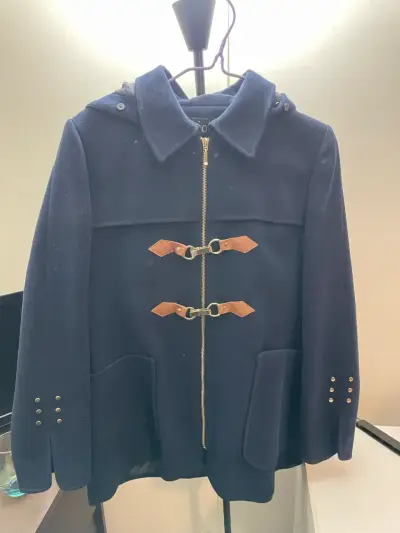 Abrigo azul oscuro con capucha - miniatura 1