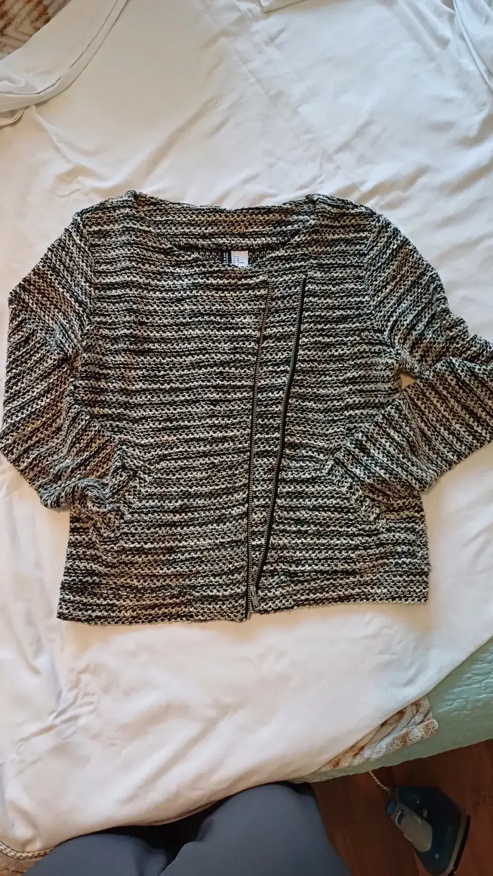 Chaqueta tejida blanco y negro - 1