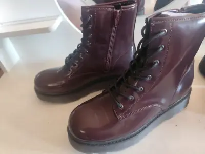 Botas de cuero burdeos - miniatura 1