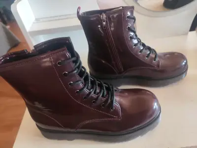 Botas de cuero burdeos - miniatura 2
