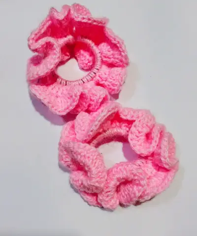 Colección de coleteros rosa tejido - miniatura 1