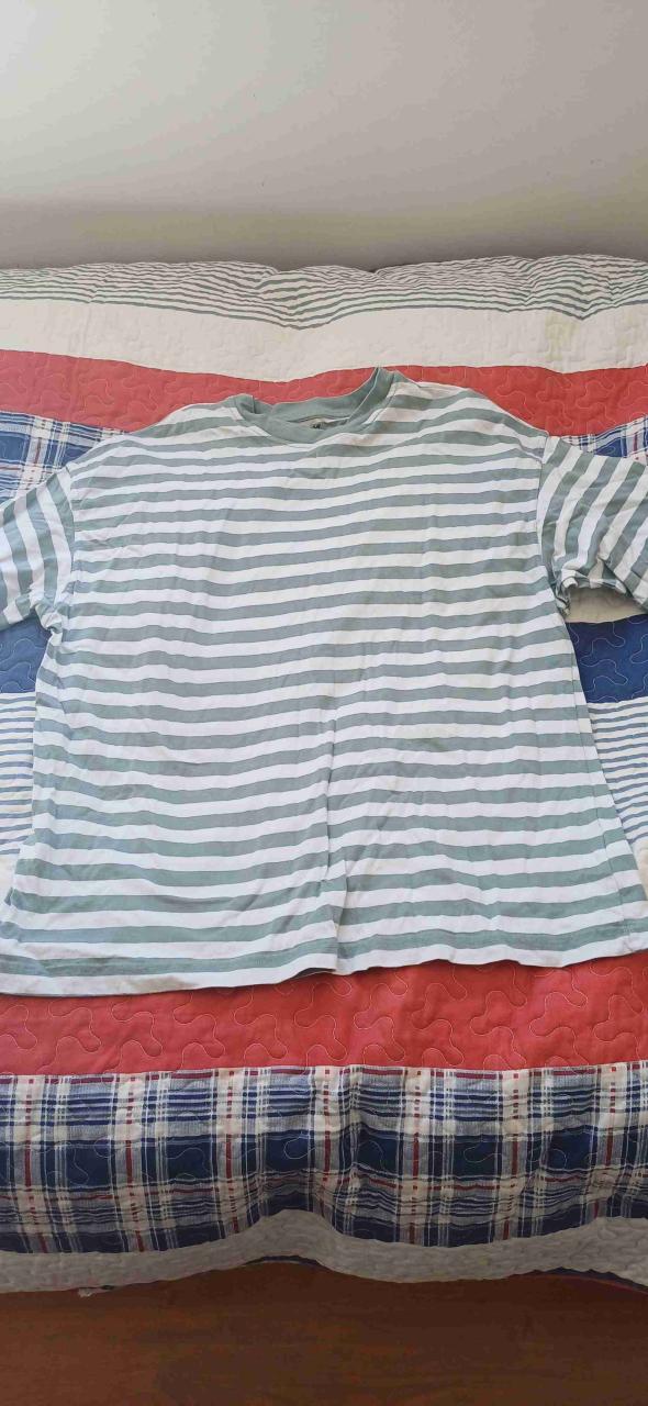 Polera rayada blanca y verde