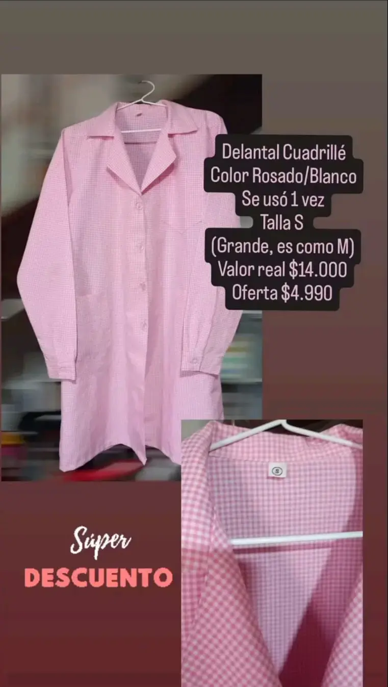Delantal Cuadrillé Rosado/Blanco