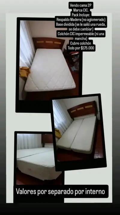 Cama 2 plazas CIC con colchón - miniatura 1
