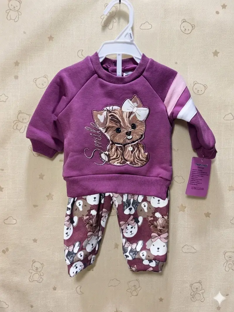 Conjunto infantil lila estampado perro - 1