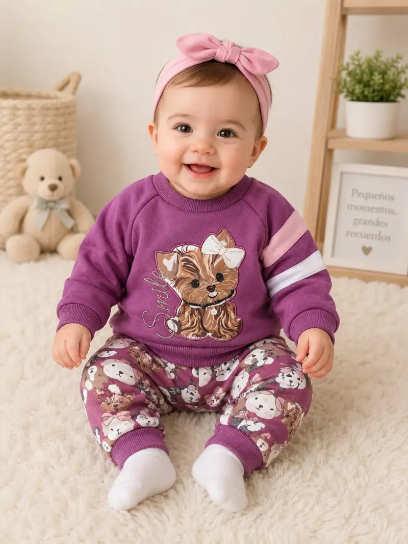 Conjunto infantil lila estampado perro - 2