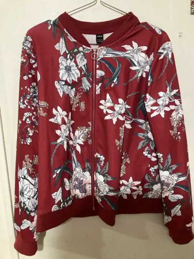 Chaqueta roja burdeo floral mujer - miniatura 2