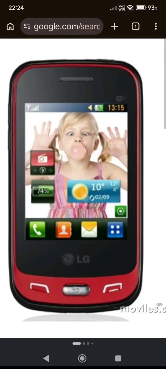 Celular LG táctil rojo