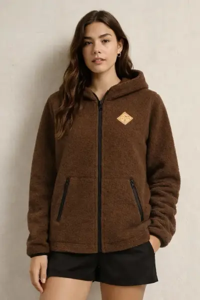 Chaqueta polar o chiporro marrón para mujer - miniatura 1
