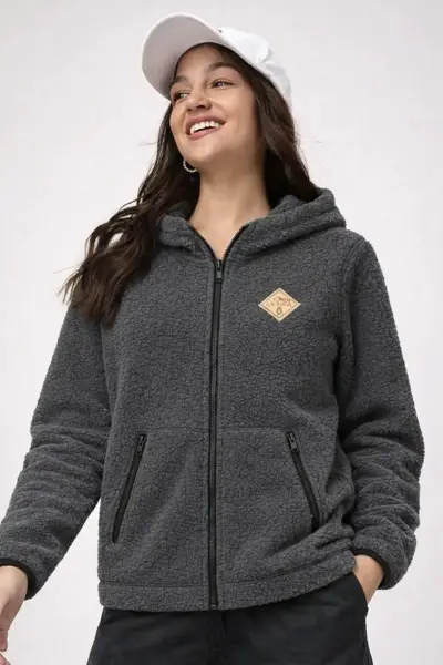 Chaqueta polar o chiporro marrón para mujer - miniatura 2