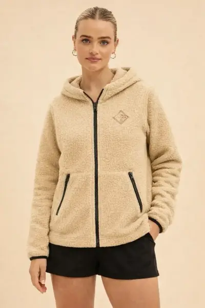 Chaqueta polar o chiporro marrón para mujer - miniatura 3