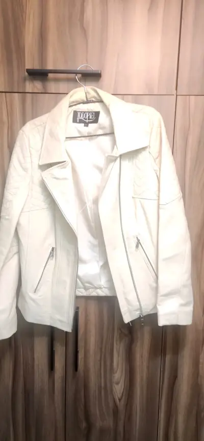 Chaqueta de cuero beige - miniatura 2