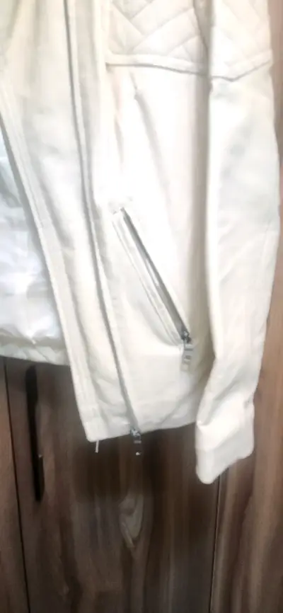 Chaqueta de cuero beige - miniatura 3