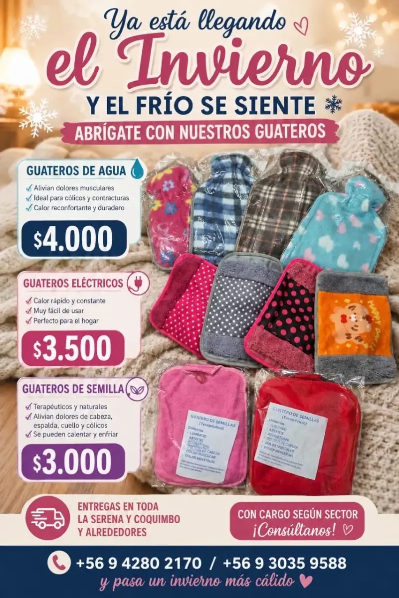 Guateros de agua, semillas y eléctricos calentitos