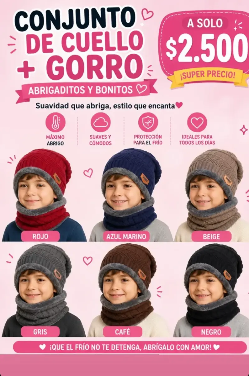 Gorro con cuellos calentitos