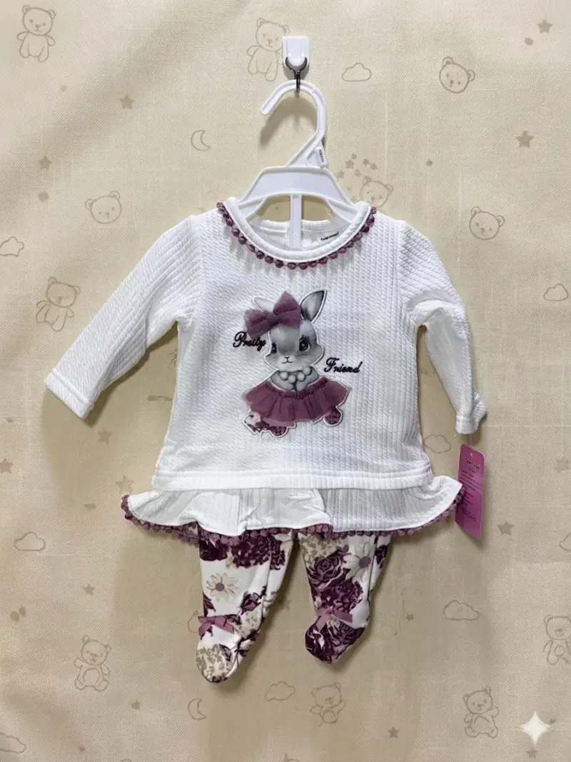 Conjunto bebé blanco estampado - 1