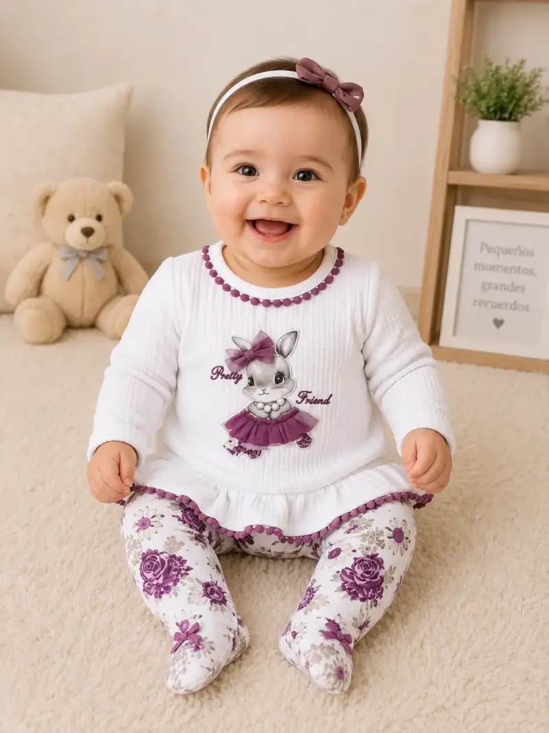 Conjunto bebé blanco estampado - 2