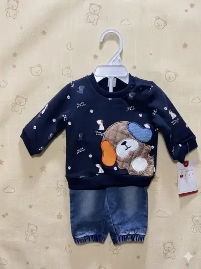 Conjunto bebé azul con estampado - miniatura 2