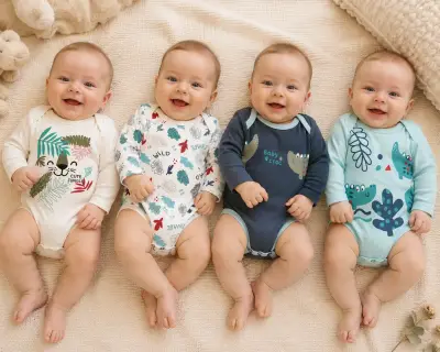 Set de 4 bodies estampados 100% algodón - miniatura 2
