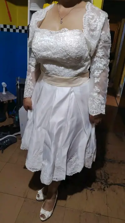 Vestido de novia blanco encaje - miniatura 1