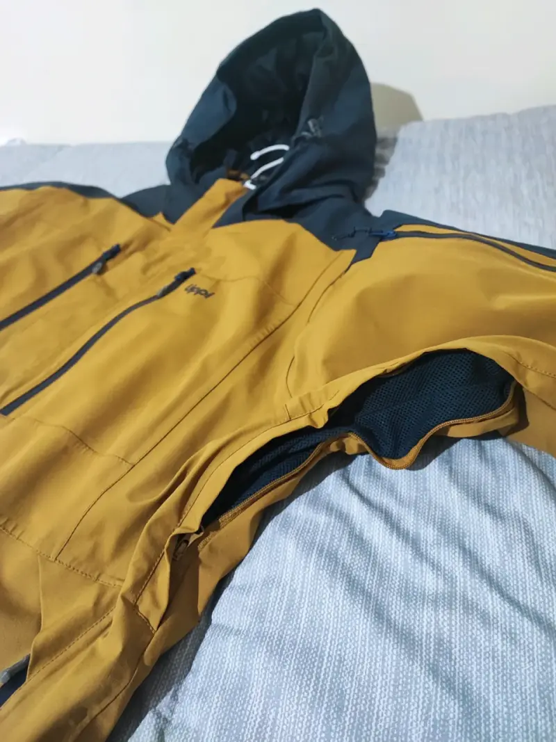 Parka impermeable mostaza y azul - 4