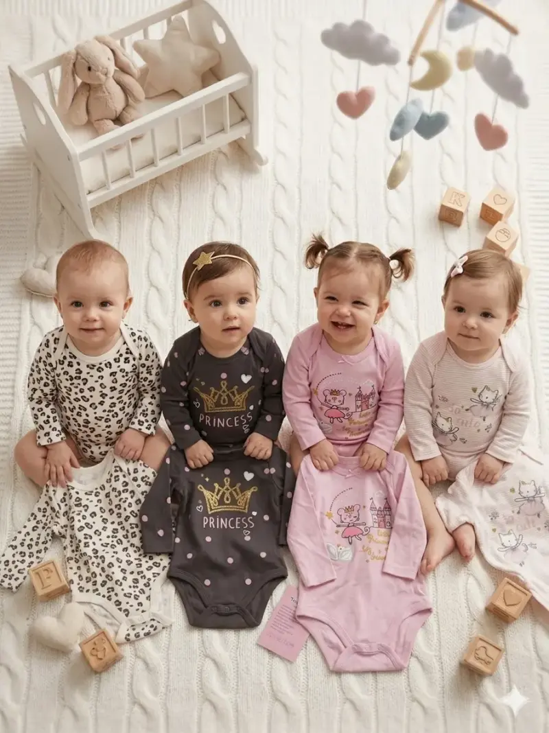 Set de 4 bodies para bebé 100% algodón - 2
