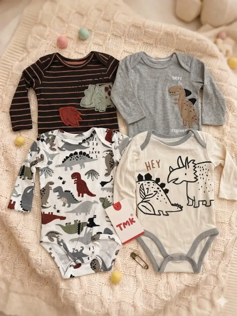 Set de 4 Bodies de bebé 100% algodón - 1